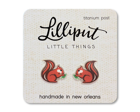 Lilliput Little Things - Squirrel Earrings: Red