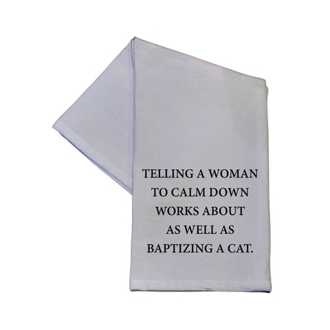 Driftless Studios - Baptizing A Cat 16x24 Tea Towel