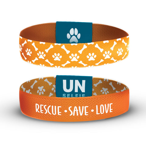 Unselfie - Save Love Bones and Paws Pattern Band. Large