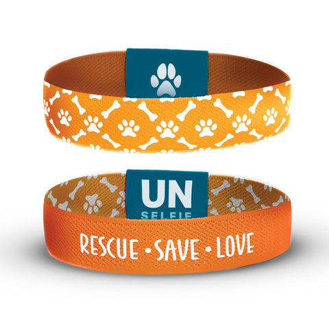 Unselfie - Save Love Bones and Paws Pattern Band. Medium