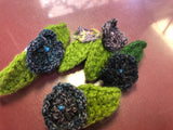 Crocheted Barrettes with Flowers and Leaves