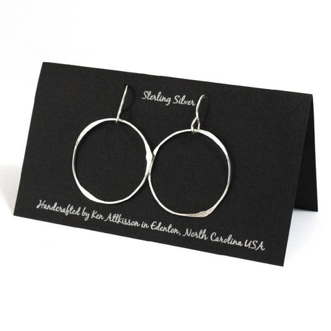 Ken’s handcrafted jewelry - Sterling Silver Earrings Large Circle