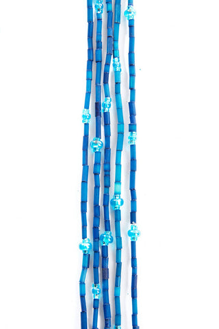 Swahili African Modern - Set/5 Cerulean Blue 26" Zulugrass Single Strands from The Leakey Collection