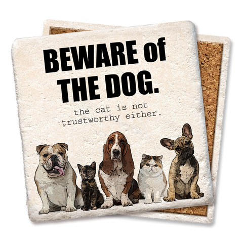 Tipsy Coasters & Gifts - DRINK COASTER BEWARE OF THE DOG