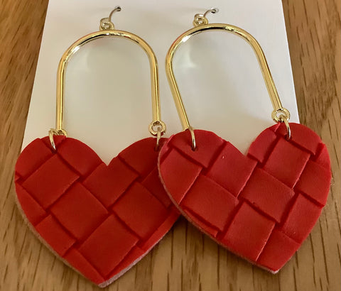 Red Braided Earrings by Leathered Together