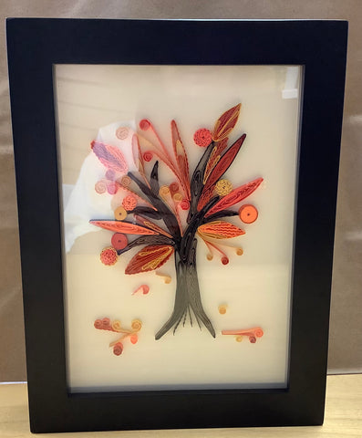 Framed Quill Art Fall Tree by Autumn