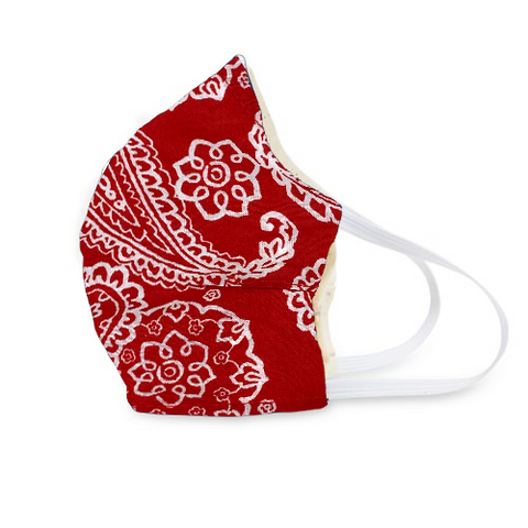 Cotton Face Mask Red/White Bandana