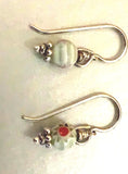 MKD Light Green Bead with Red Centered Flower