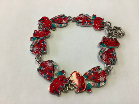 Red enamel cat charm bracelet by Jen G
