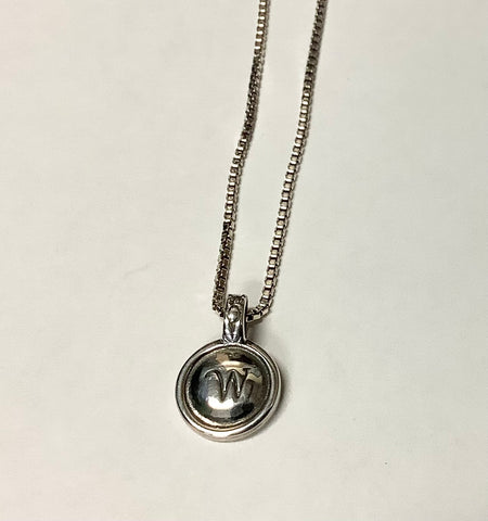 Initial W sterling silver pendant