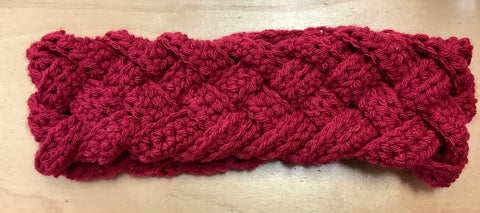 Knit Ear Warmer red cable by Carol