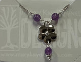 Sterling Silver Flower Necklace with Amethyst by MKD