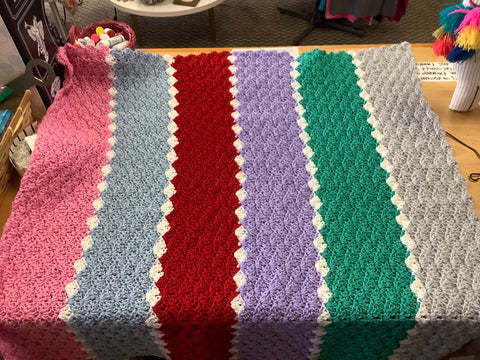 Multi-Colored Crocheted Throw by Frances 35x33