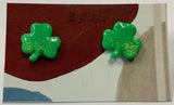 Clay Shamrock Earrings by Barbie ( one pair per purchase)