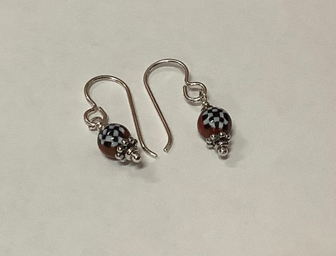 MKD Beaded checkerboard earrings