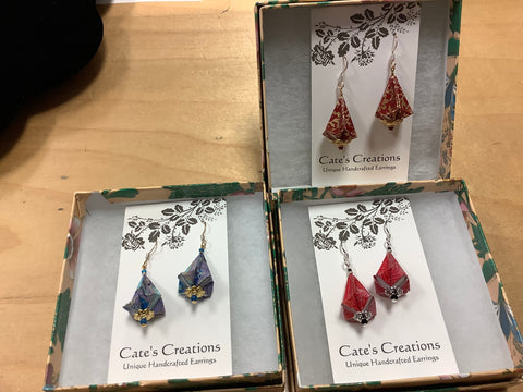 Origami paper drop earrings by Caitlin