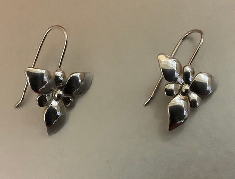 MKD Hand Cast Sterling Silver Dogwood Earrings