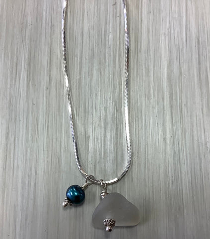 Sea glass and sterling silver necklace Katie