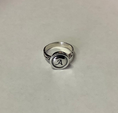 MKD Initial A sterling silver ring