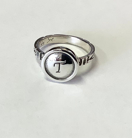 MKD Initial T sterling silver ring