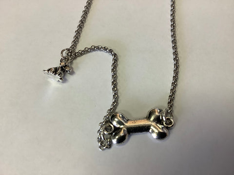 Bone and mini dog necklace by Jen G