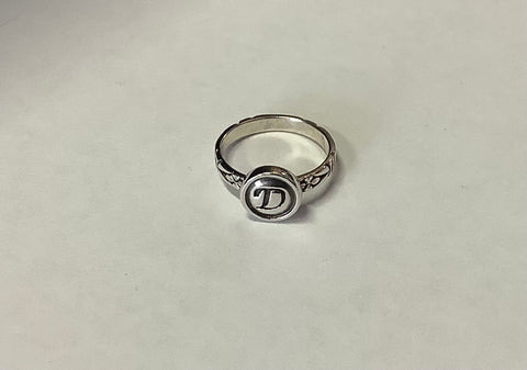 MKD Initial D small sterling silver ring