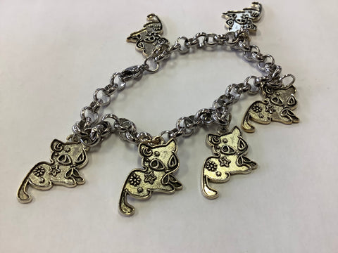 Silver Cat Charm Bracelet by Jen G