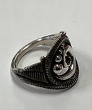 #R Sterling Silver Large Swirl Wave Ring size 7.5