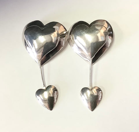 Triple Heart Pin sterling silver
