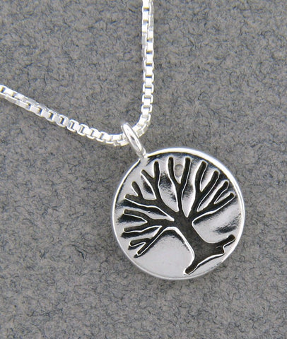 Sterling Silver Round Tree Necklace